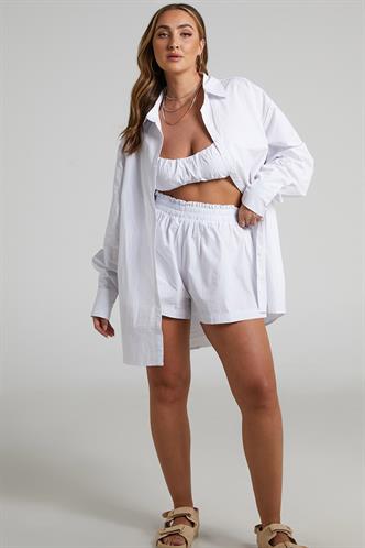 Beyaz Oversize Basic Kadın Gömlek MG1794