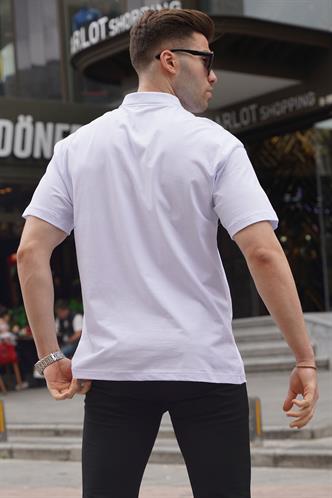 Beyaz Polo Yaka Basic Erkek Tişört 6126