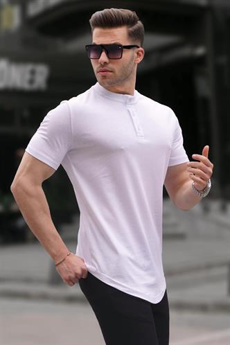 Beyaz Polo Yaka Basic Erkek Tişört 6132