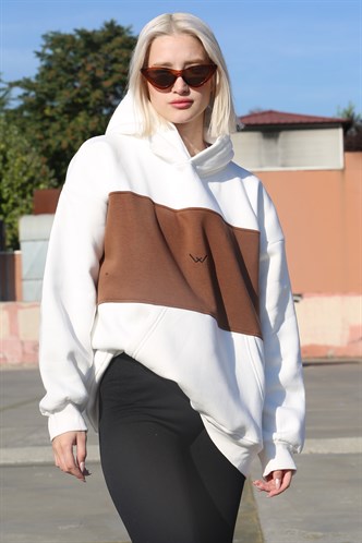 White Block Color Sweatshirt MG1544