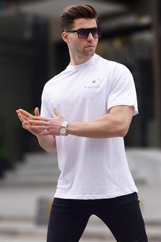 Beyaz Sırt Baskılı Regular fit Erkek Tişört 6121