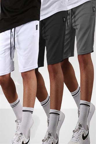 Beyaz-Siyah-Füme Regular Fit 3lü Şort Seti 5790