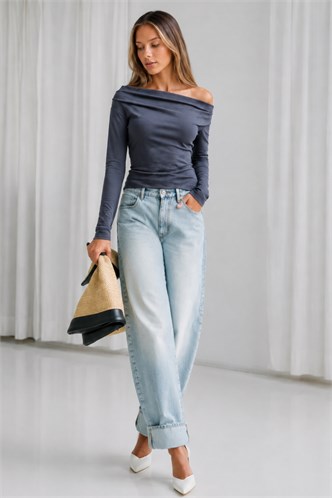 Füme Kadın Off Shoulder Uzun Kollu Bluz MG2567