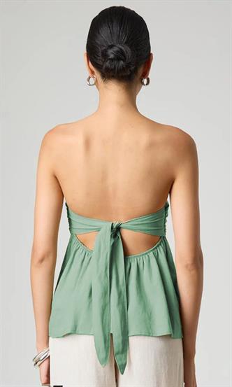 Madmext Mint Yeşili %100 Pamuklu Straplez  Bluz Mg2354