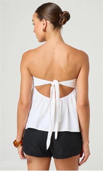 Madmext Beyaz %100 Pamuklu Straplez  Bluz Mg2354