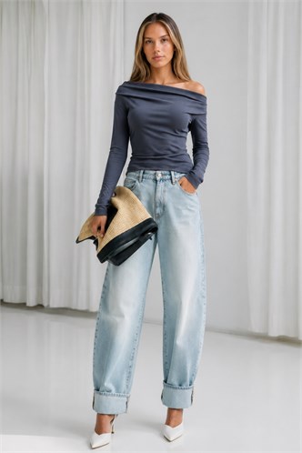 Füme Kadın Off Shoulder Uzun Kollu Bluz MG2567