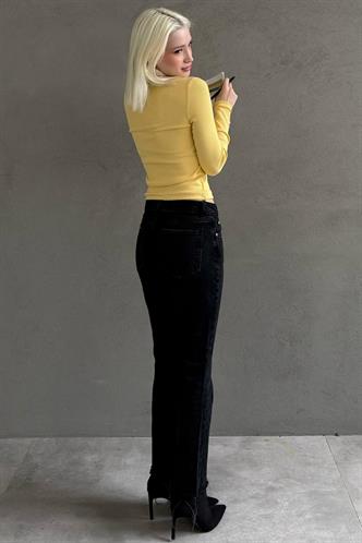 Sarı Bisiklet Yaka Slim Fit Kadın Body MG2564