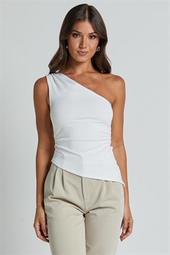 Beyaz Tek Omuzlu Basic Kadın Body MG2498