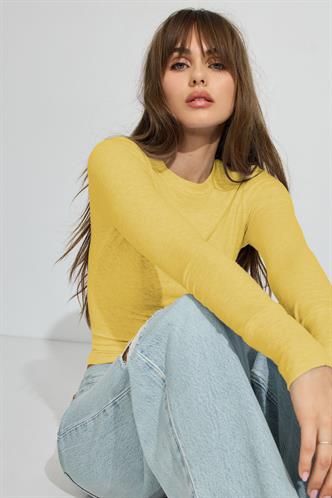 Sarı Bisiklet Yaka Slim Fit Kadın Body MG2564