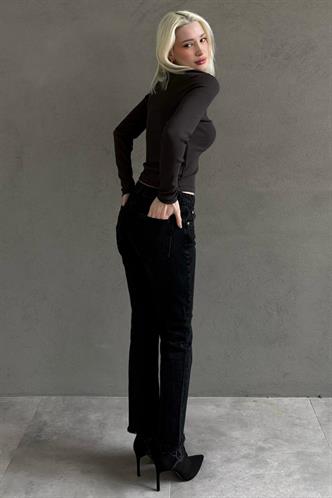 Füme Bisiklet Yaka Slim Fit Kadın Body MG2564