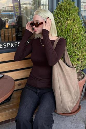 Acı Kahve  Kayık Yaka Modal Kaşmir Ultra Hafif Body MG2627