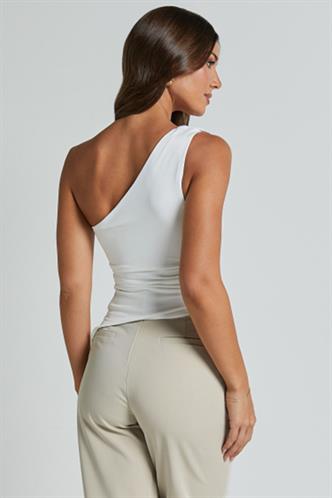 Beyaz Tek Omuzlu Basic Kadın Body MG2498