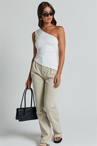 Beyaz Tek Omuzlu Basic Kadın Body MG2498