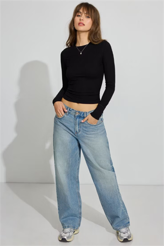 Siyah Bisiklet Yaka Slim Fit Kadın Body MG2564