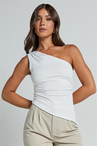 Beyaz Tek Omuzlu Basic Kadın Body MG2498