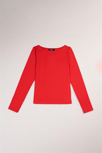 Kırmızı Kayık Yaka Basic Kadın Bluz  MG1997