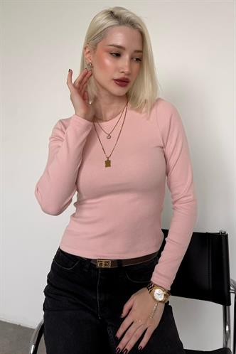 Pudra Bisiklet Yaka Slim Fit Kadın Body MG2564