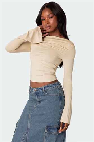 Bej Kayık Yaka Kadın Bodysuit MG2040