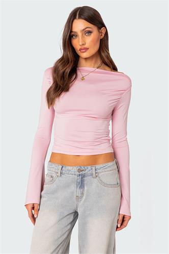 Pembe Kayık Yaka Kadın Bodysuit MG2040