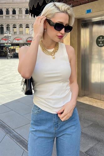 Beyaz Kalın Askılı Regular Kesim  Basic Atlet MG2059