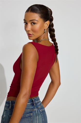 Bordo Degaje Yaka Kadın Body MG2282