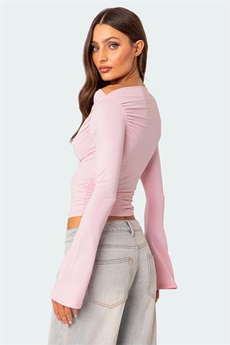 Pembe Kayık Yaka Kadın Bodysuit MG2040