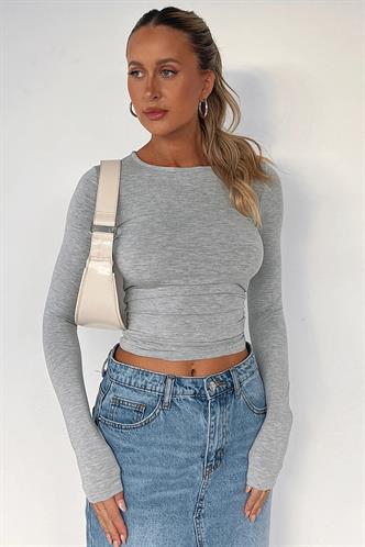 Gri Basic Slim Kadın Body MG1994