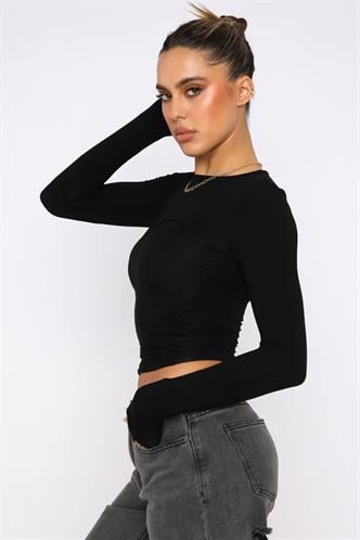 Siyah Basic Slim Kadın Body MG1994