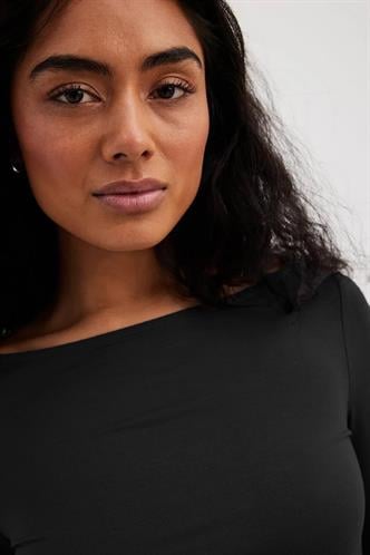 Füme Kayık Yaka Basic Kadın Bluz MG1997