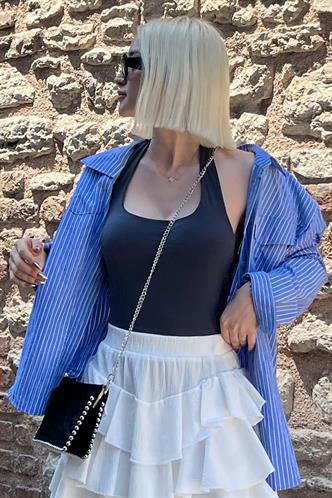 Füme Halter Yaka Boyun Askılı Crop Body MG2146