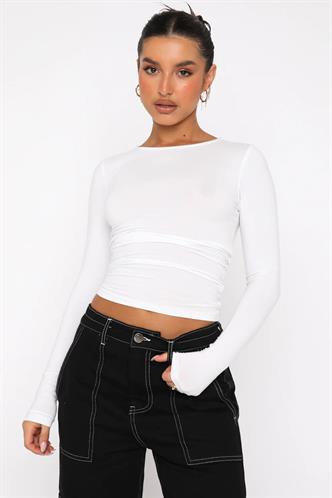 Beyaz Basic Slim Kadın Body MG1994