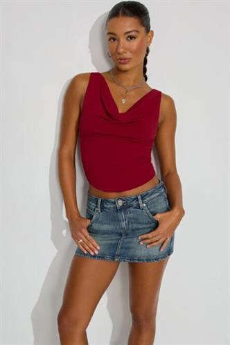 Bordo Degaje Yaka Kadın Body MG2282