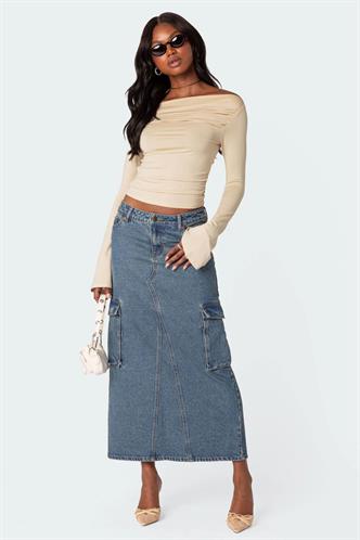 Bej Kayık Yaka Kadın Bodysuit MG2040