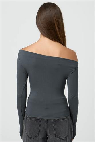 Füme Kayık Yaka Büzgülü Kadın Bluz MG2050