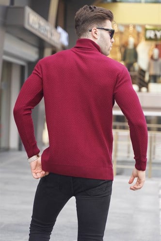 Bordo Balıkçı Yaka Kazak 5989