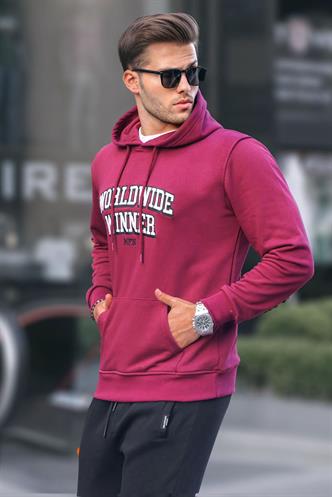 Bordo Baskılı Kapüşonlu Sweatshirt 6149