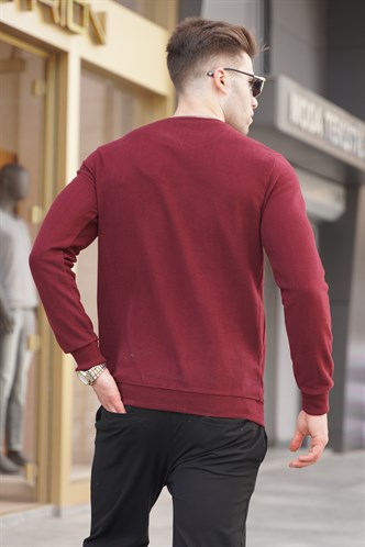 Maroon Designed Knitwear Sweater 5968