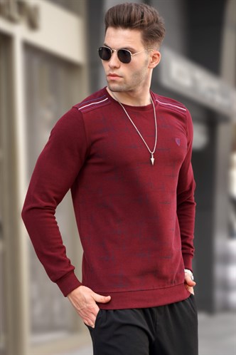 Maroon Designed Knitwear Sweater 5968