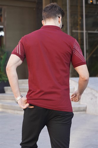 Bordo Desenli Polo Yaka Erkek Tişört 6079