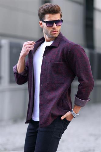 Bordo Desenli Regular Fit Erkek Gömlek 6717