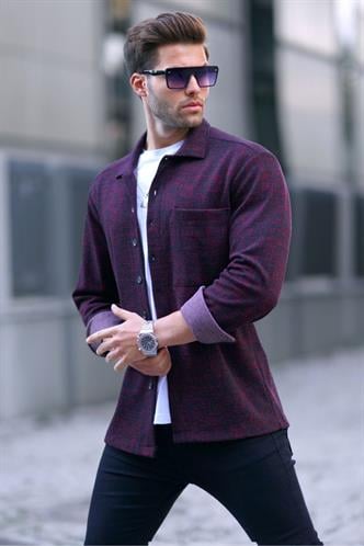 Bordo Desenli Regular Fit Erkek Gömlek 6717