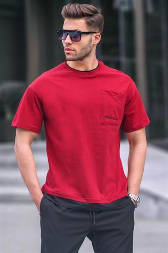 Bordo Parçalı Basic Erkek Tişört 6090