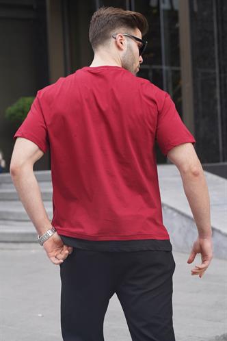 Bordo Parçalı Basic Erkek Tişört 6090