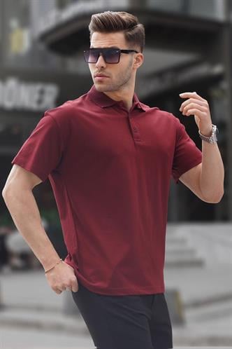 Bordo Polo Yaka Basic Erkek Tişört 6126