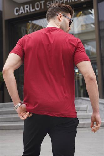 Bordo Regular Fit Yama Cepli Erkek Tişört 6102