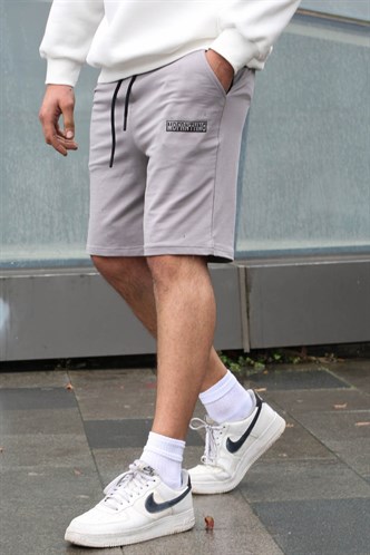 Boyalı Gri Baskılı Erkek Kapri Şort 5487