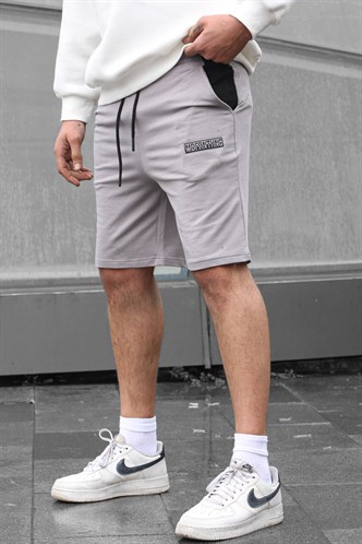 Boyalı Gri Baskılı Erkek Kapri Şort 5487