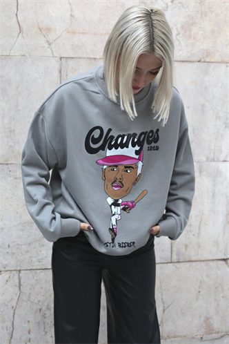 Dye Gray Printed Oversize Sweatshirt MG1578