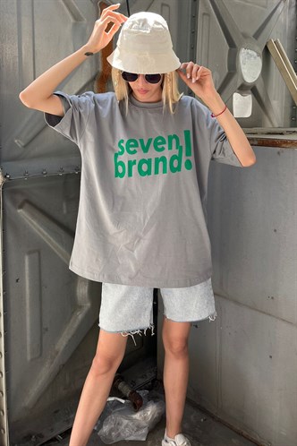 Women Printed Oversize Dye Gray T-Shirt MG1489