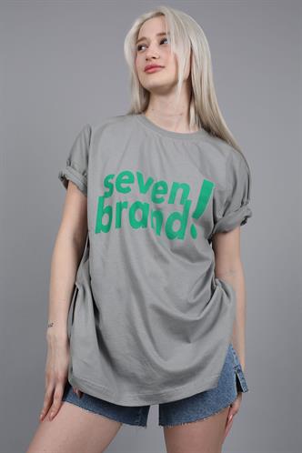 Women Printed Oversize Dye Gray T-Shirt MG1489